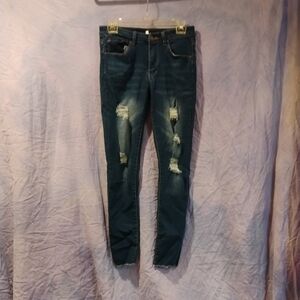 Distressed Blue Jeans